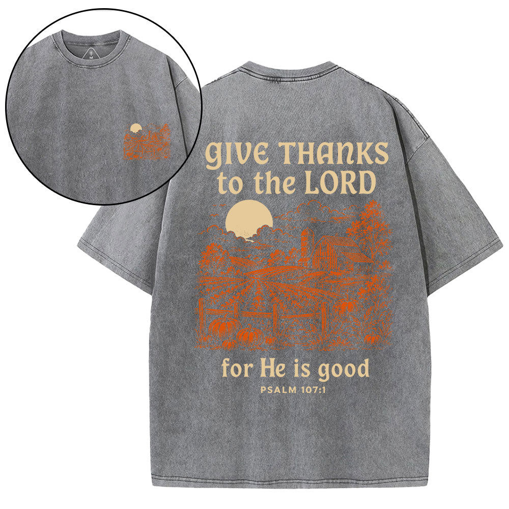 Give Thanks To The Lord Christian Washed T-Shirt