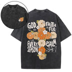 God Faithful Every Season Christian Washed T-Shirt