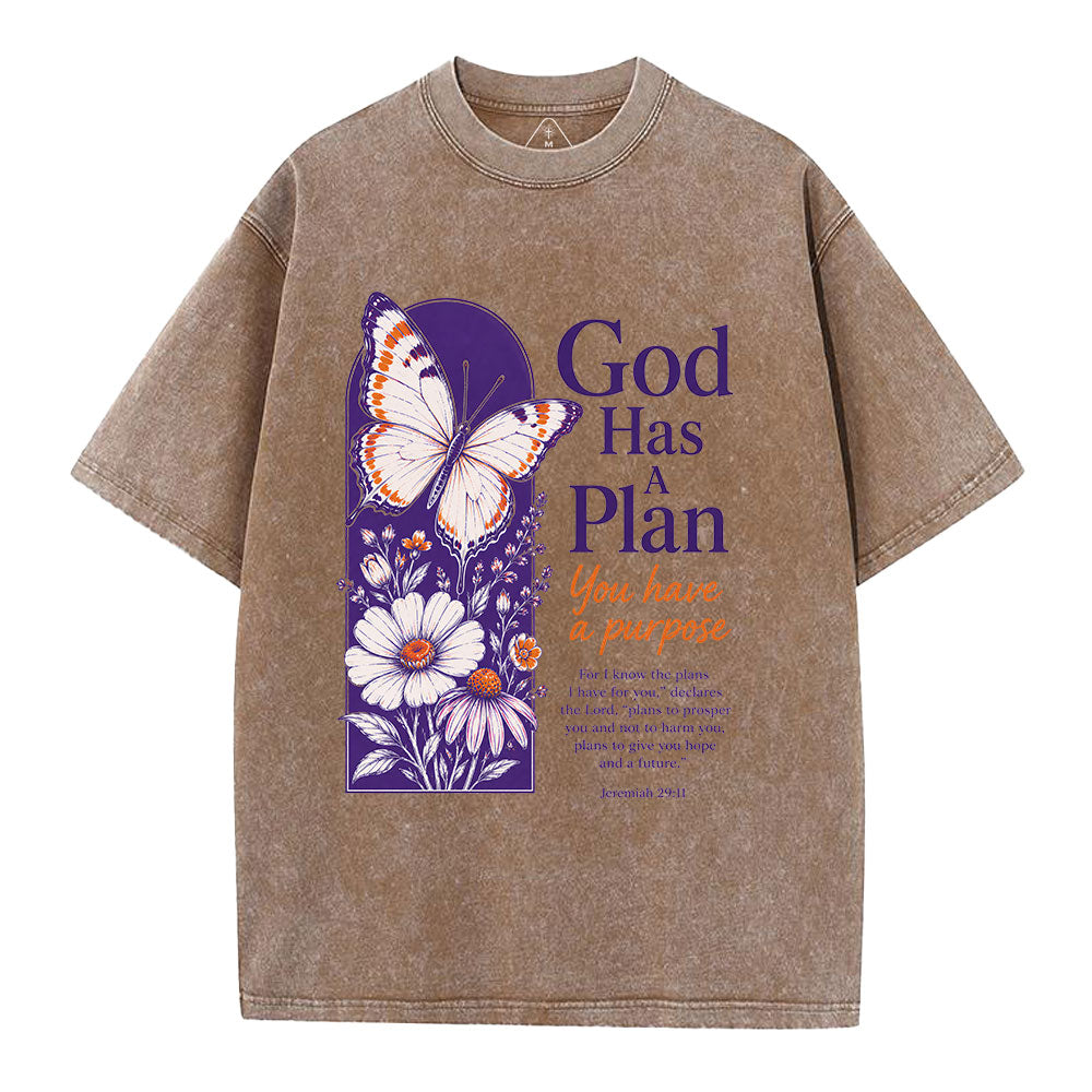God Has A Plan You Have A Purpose Christian Washed T-Shirt