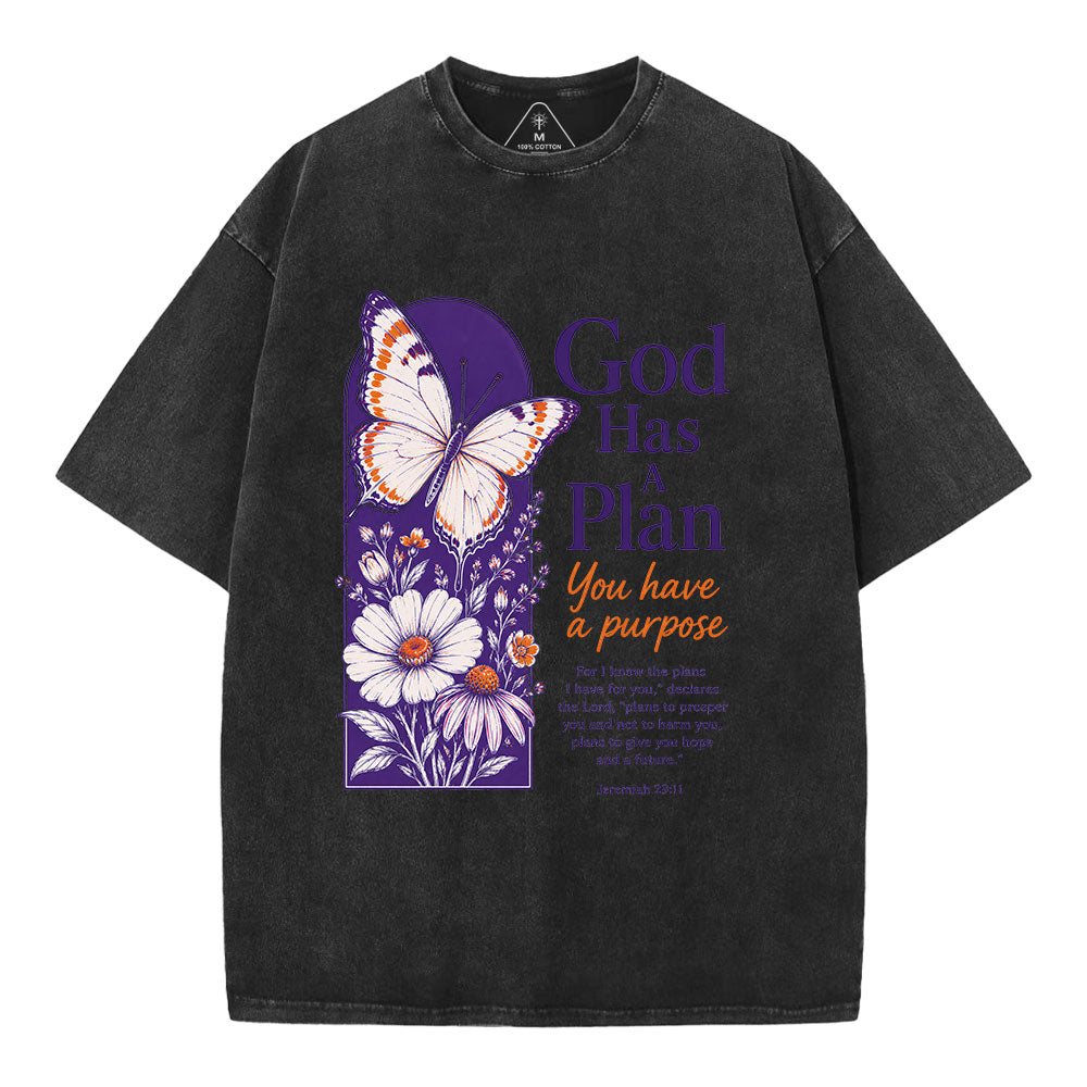 God Has A Plan You Have A Purpose Christian Washed T-Shirt