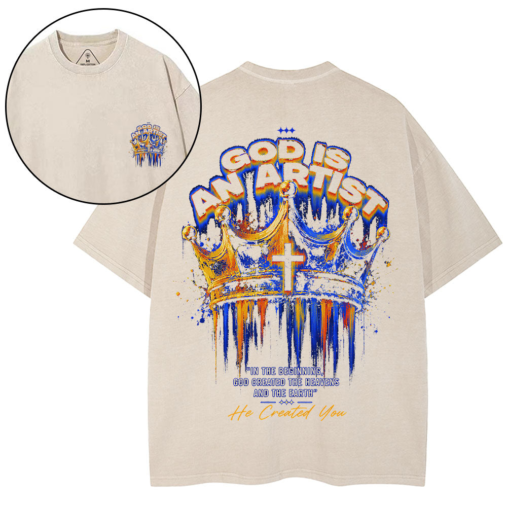 God Is An Artist Christian Washed T-Shirt