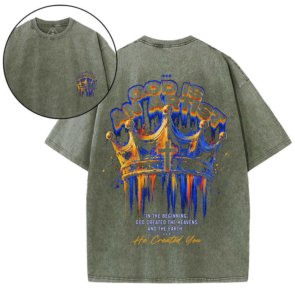 God Is An Artist Christian Washed T-Shirt
