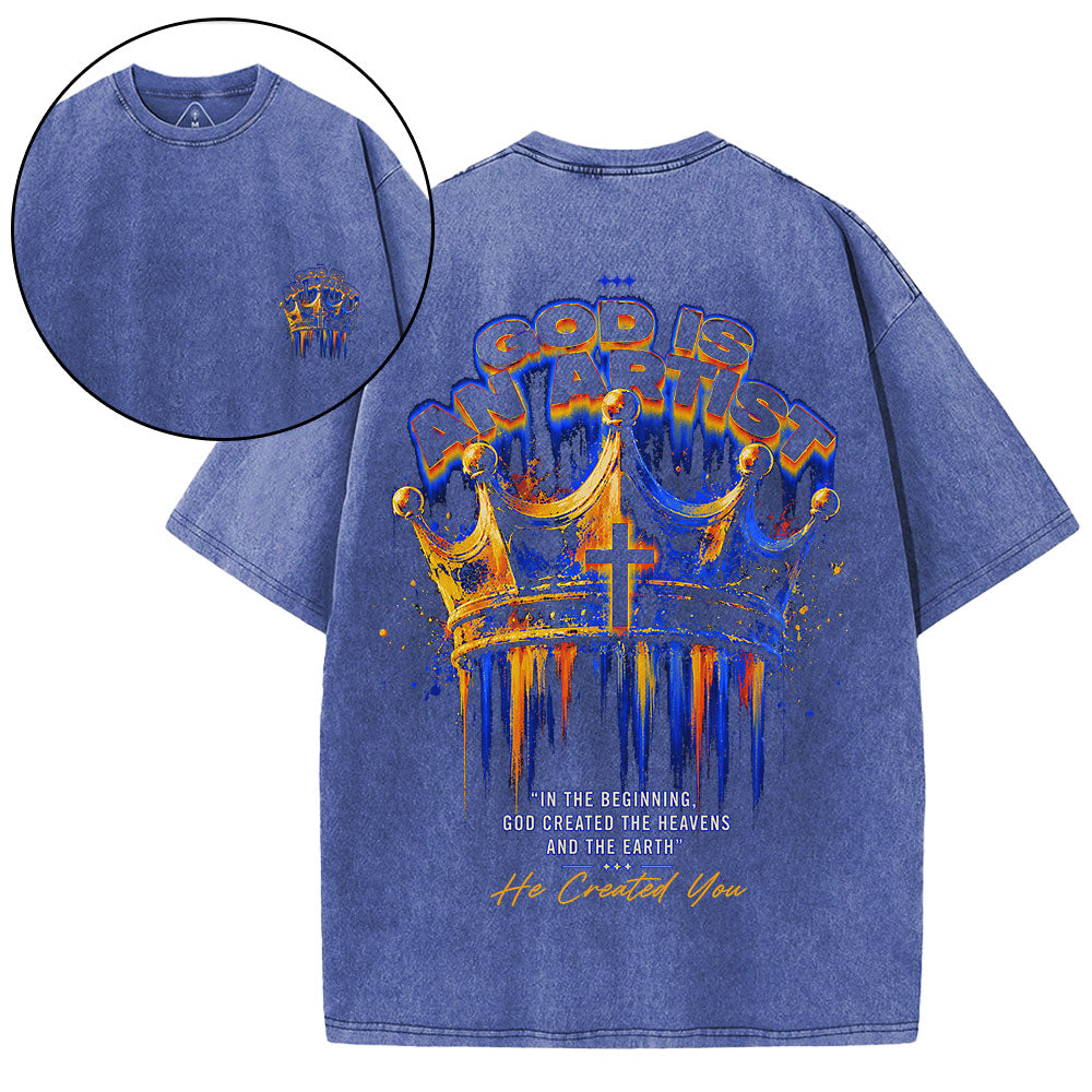 God Is An Artist Christian Washed T-Shirt
