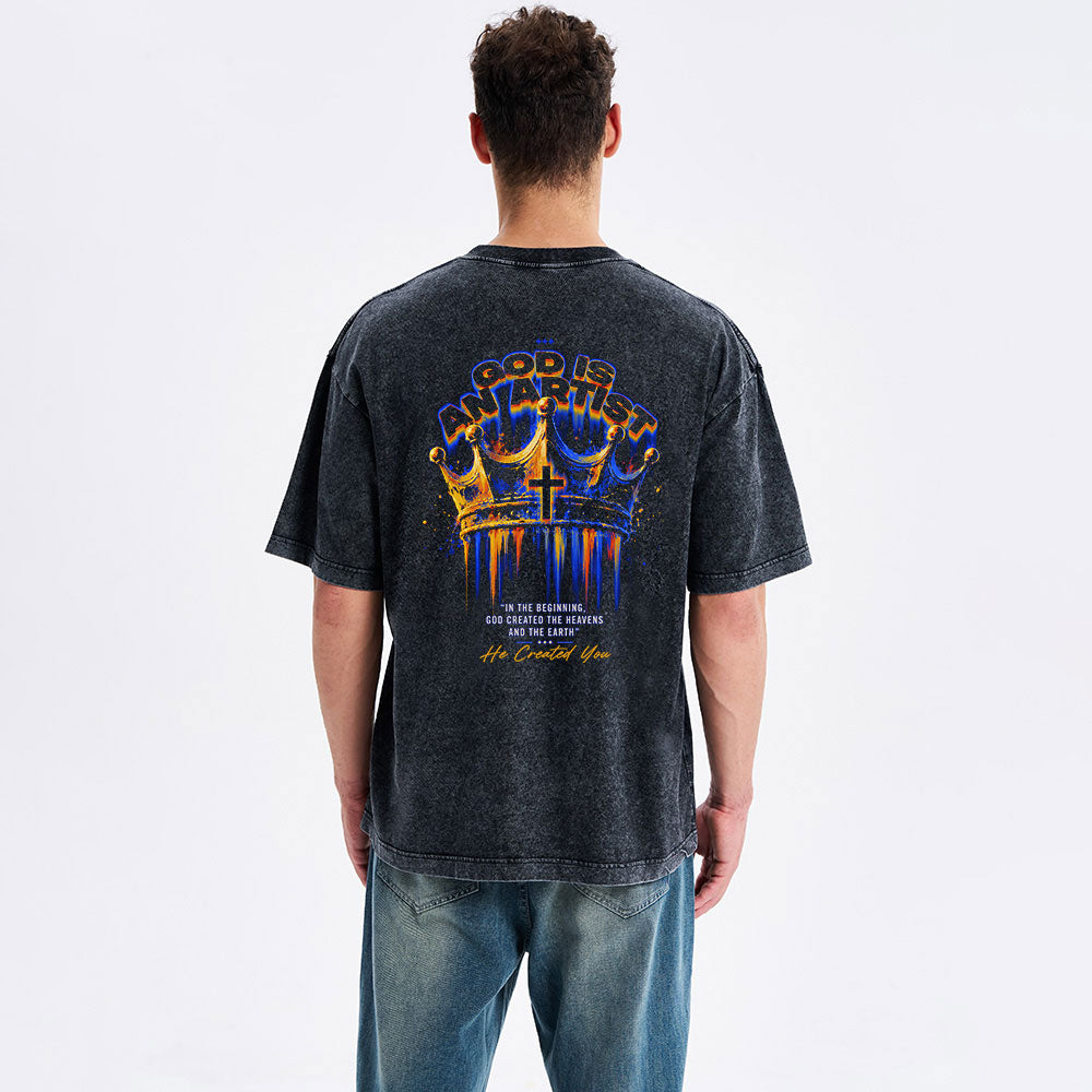 God Is An Artist Christian Washed T-Shirt