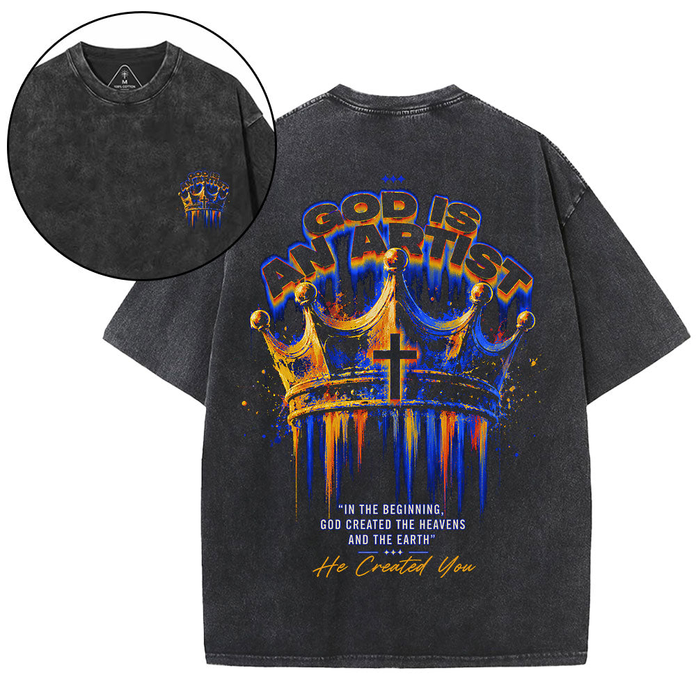 God Is An Artist Christian Washed T-Shirt