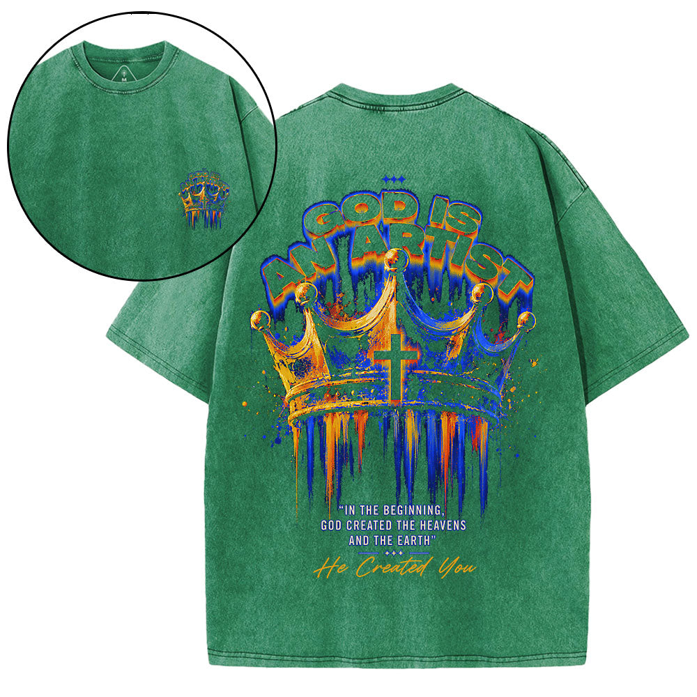 God Is An Artist Christian Washed T-Shirt