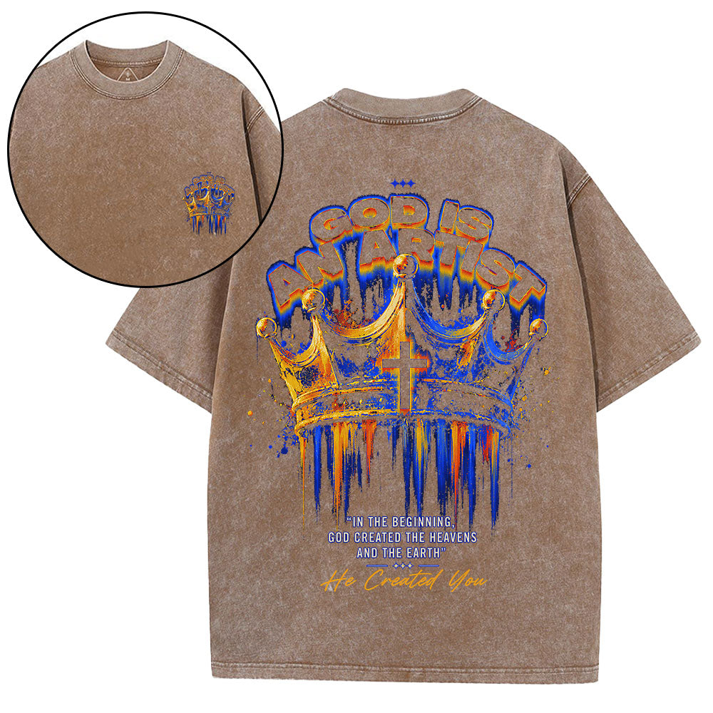 God Is An Artist Christian Washed T-Shirt