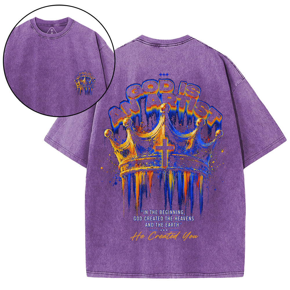 God Is An Artist Christian Washed T-Shirt