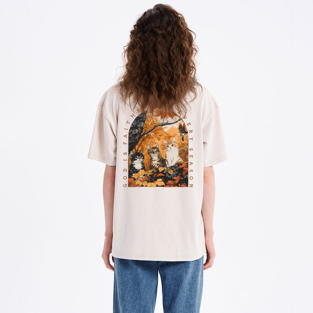 God Is Faithful In Every Season Christian Washed T-Shirt