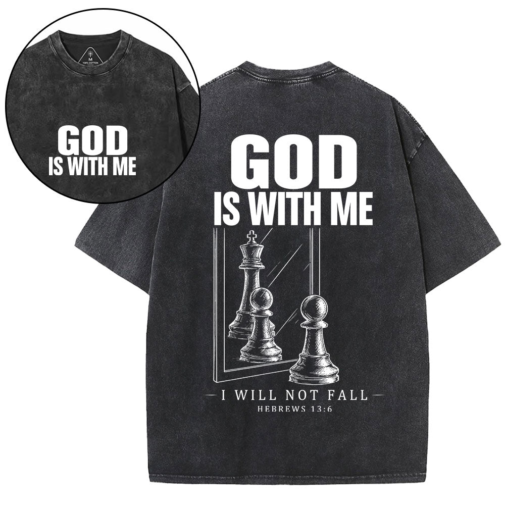God Is With Me Christian Washed T-Shirt