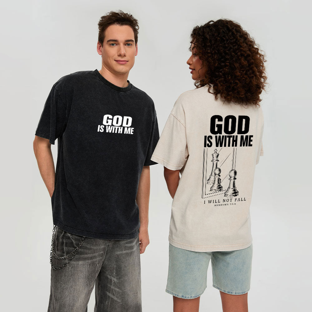 God Is With Me Christian Washed T-Shirt