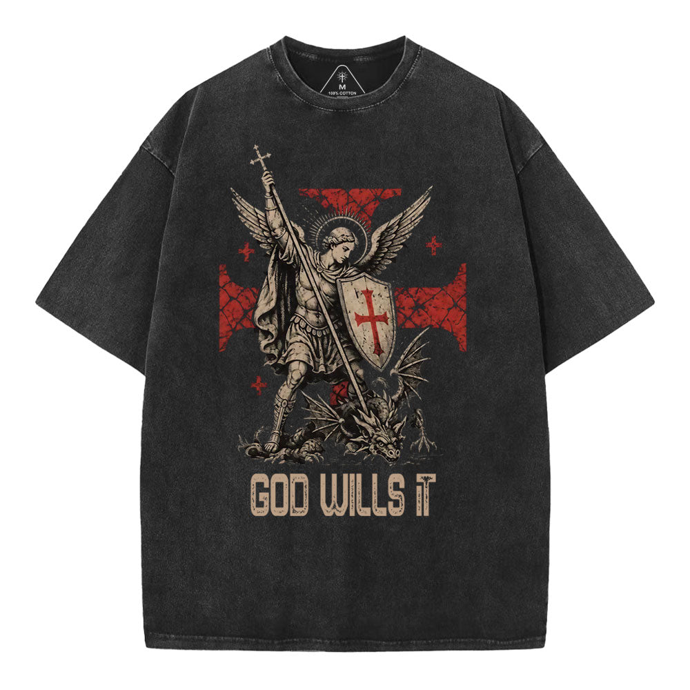 God wills it Christian Washed T-Shirt