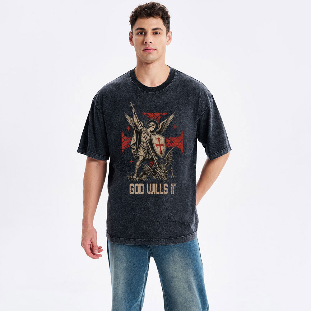 God wills it Christian Washed T-Shirt