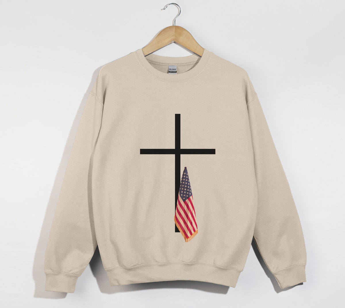 American Flag Cross Shirt - Patriotic Christian Sweatshirt