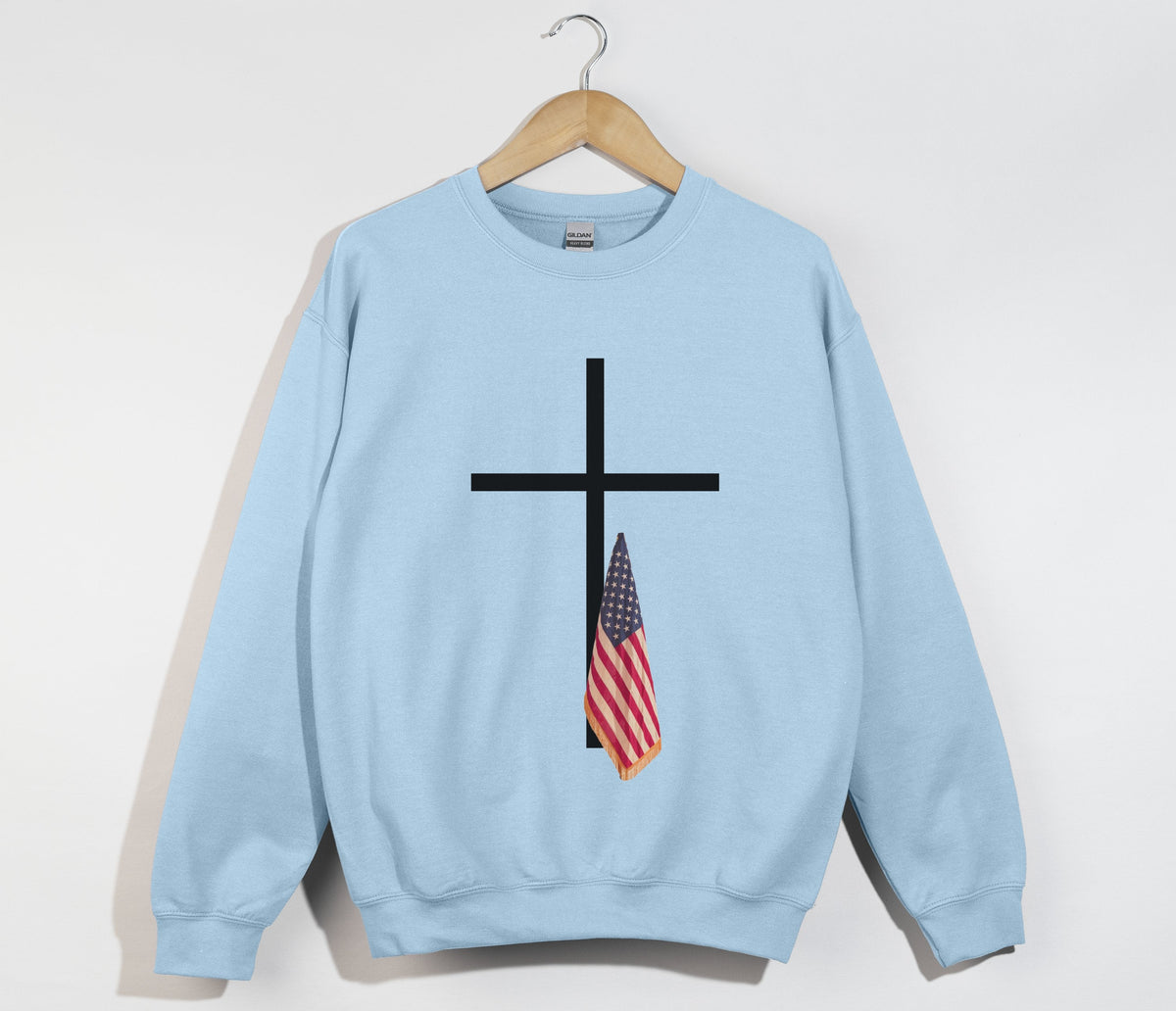 American Flag Cross Shirt - Patriotic Christian Sweatshirt
