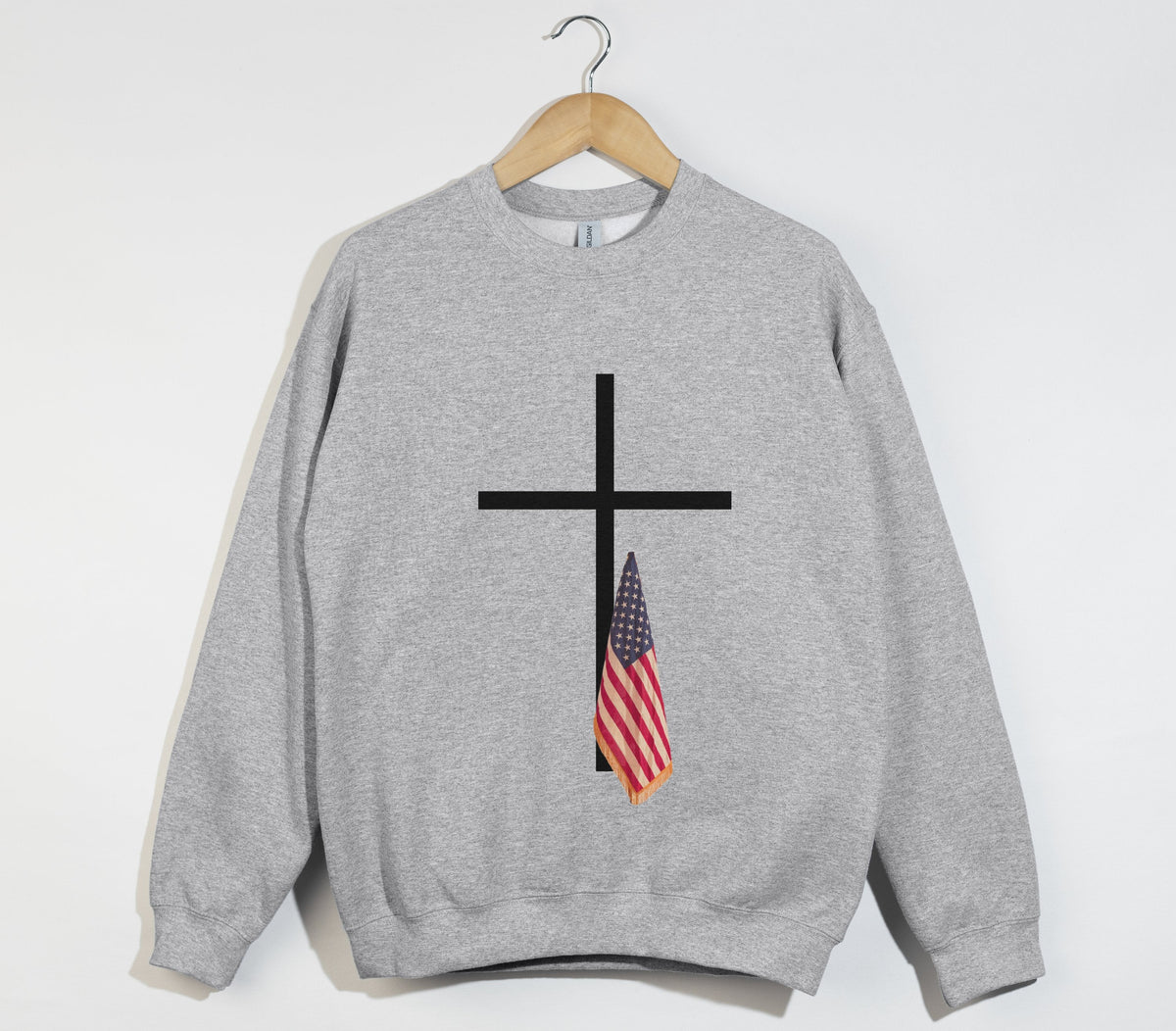 American Flag Cross Shirt - Patriotic Christian Sweatshirt