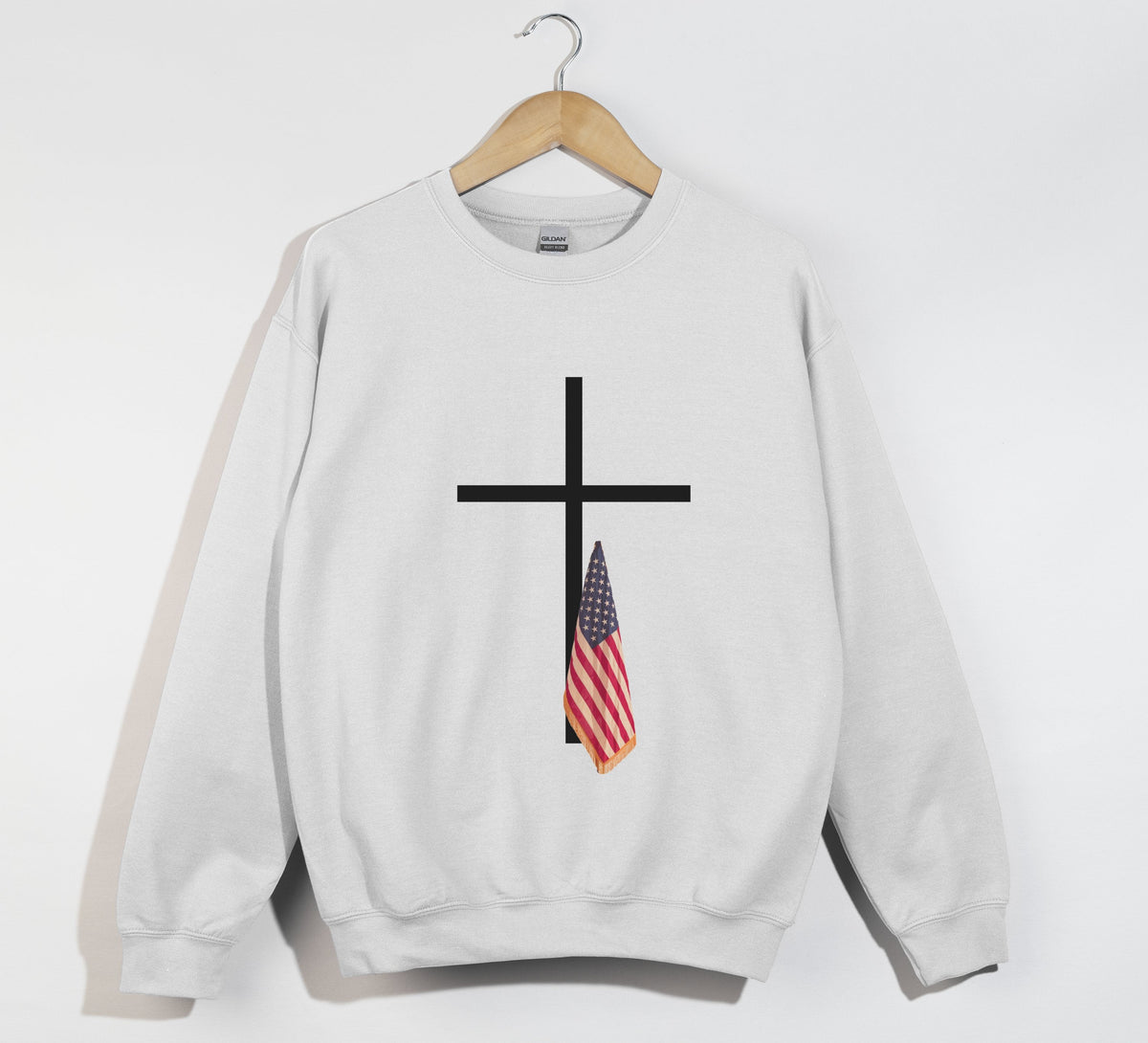 American Flag Cross Shirt - Patriotic Christian Sweatshirt