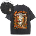 He Leads Me Through Every Season Christian Washed T-Shirt