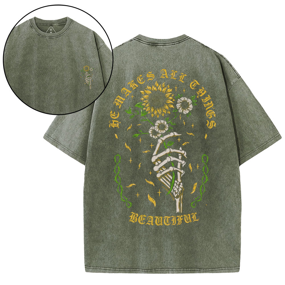 He Makes All Things Beautiful Christian Washed T-Shirt