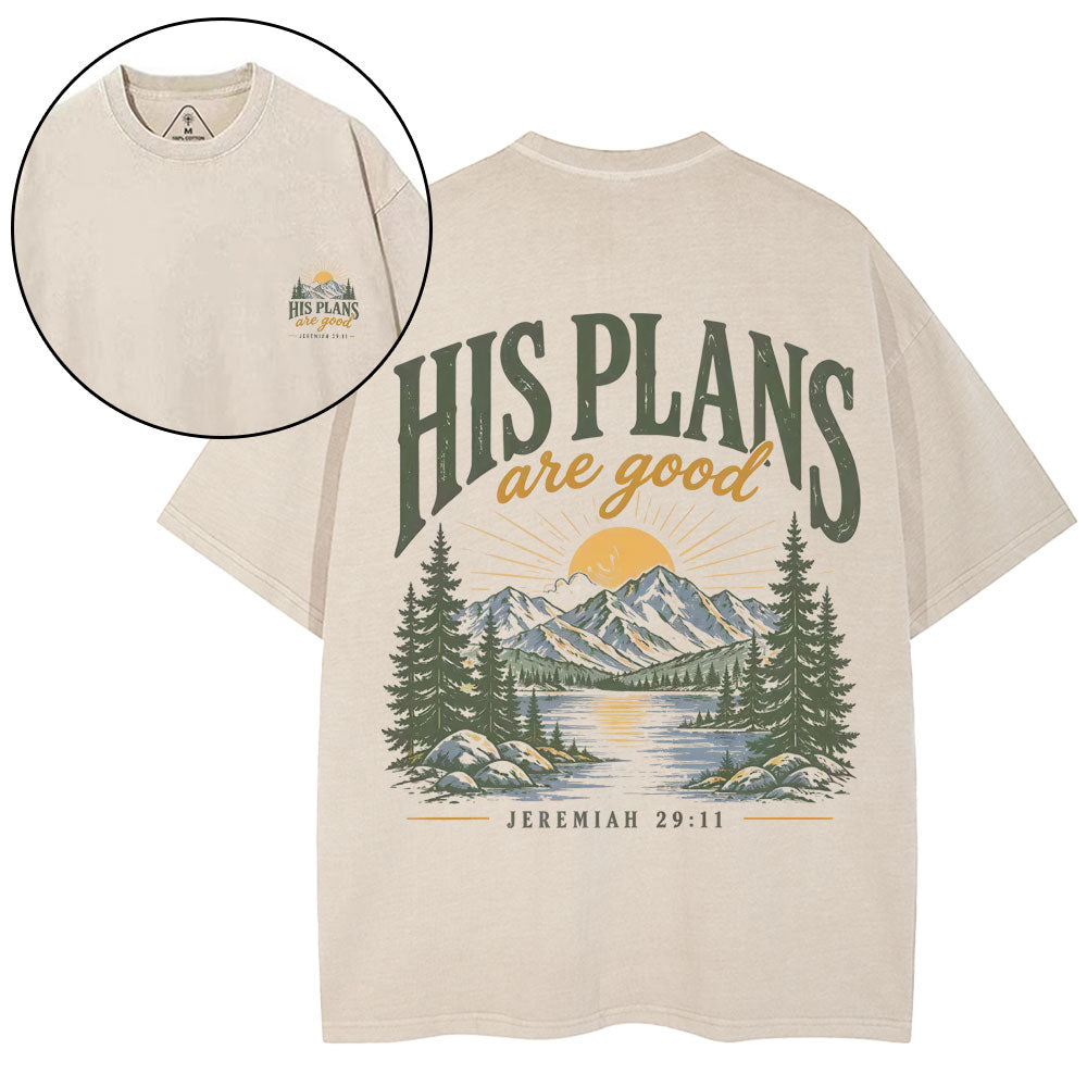 His Plans Are Good Christian Washed T-Shirt