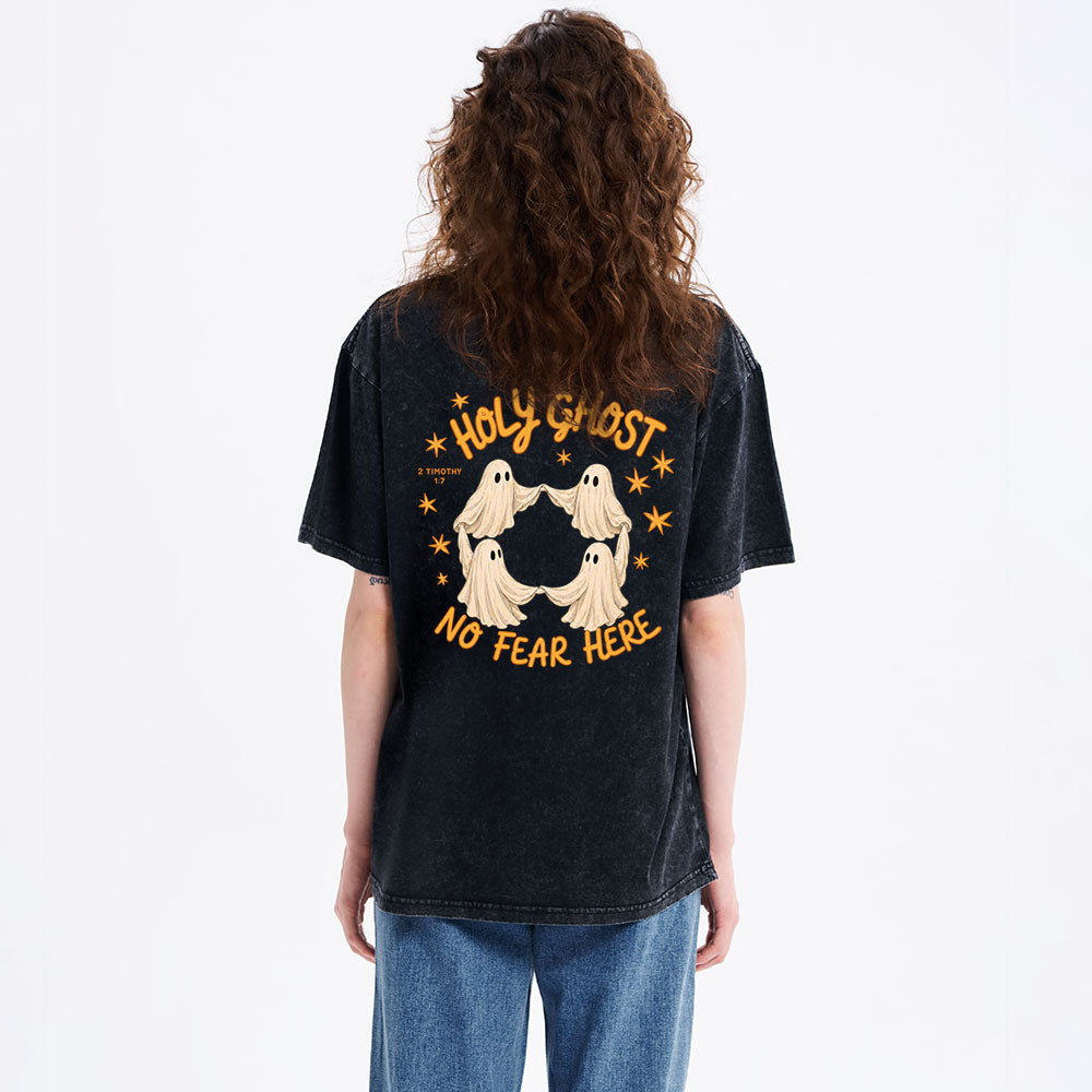 Holy Ghost No Fear Here Christian Washed T-Shirt