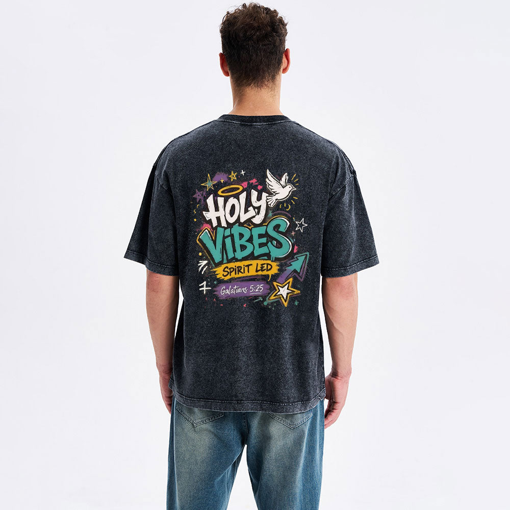 Holy Vibes Spirit Led Christian Washed T-Shirt