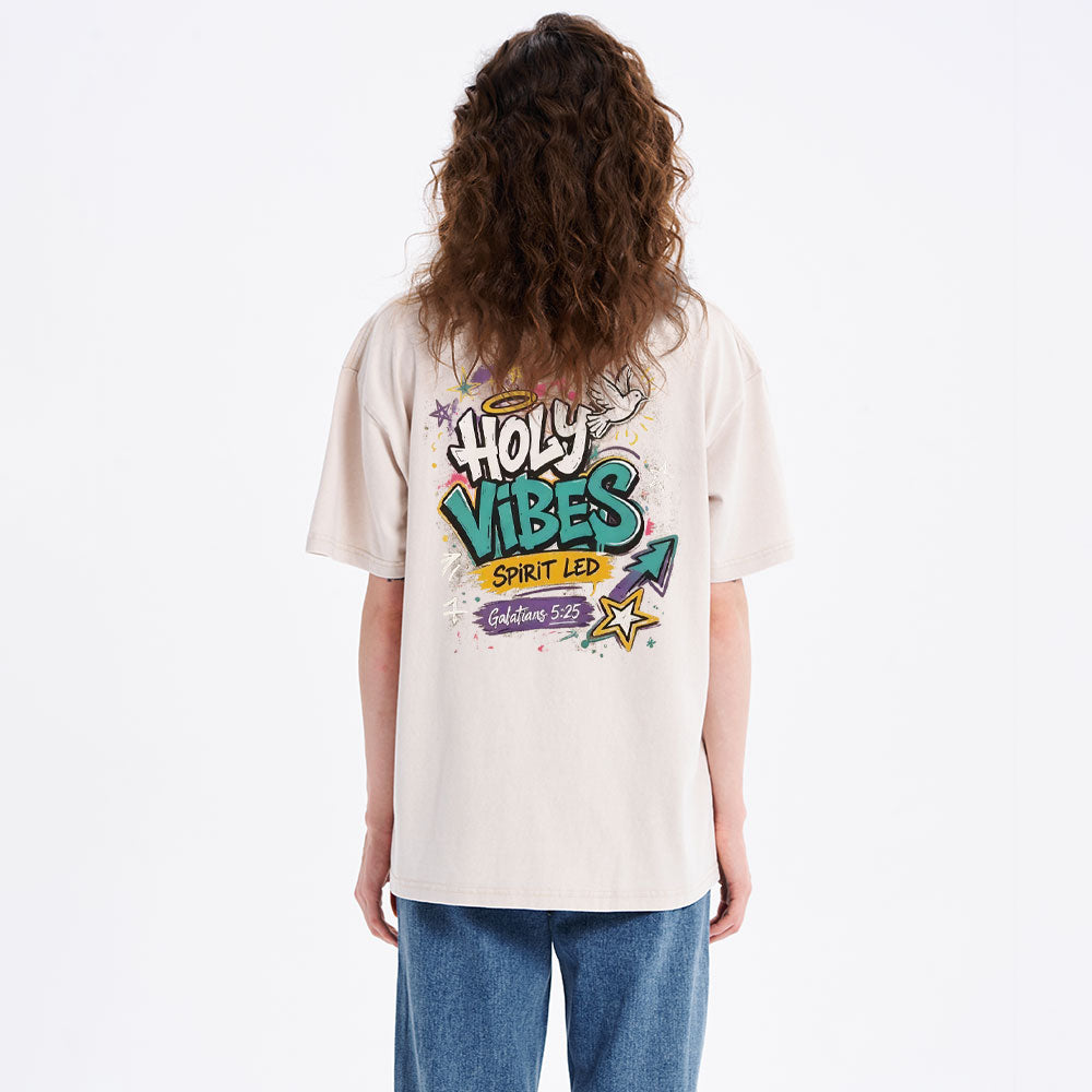 Holy Vibes Spirit Led Christian Washed T-Shirt