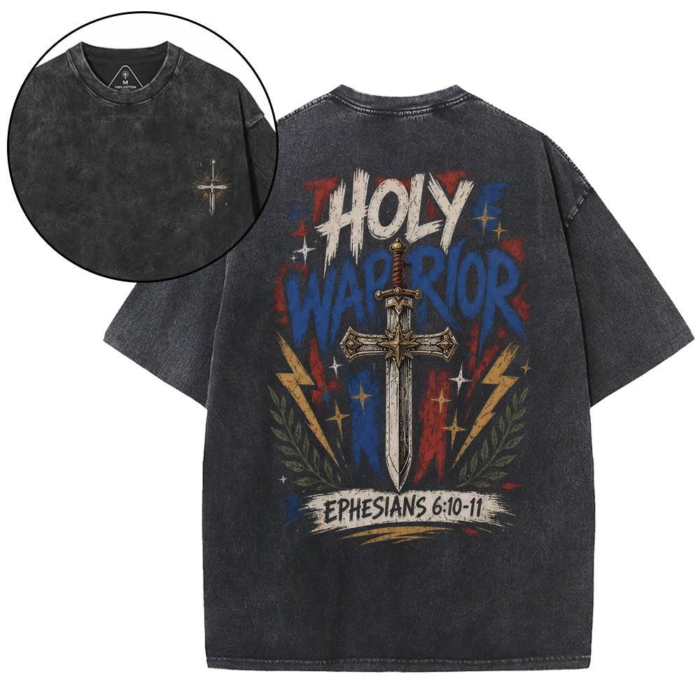 Holy Warrior Christian Washed T-Shirt