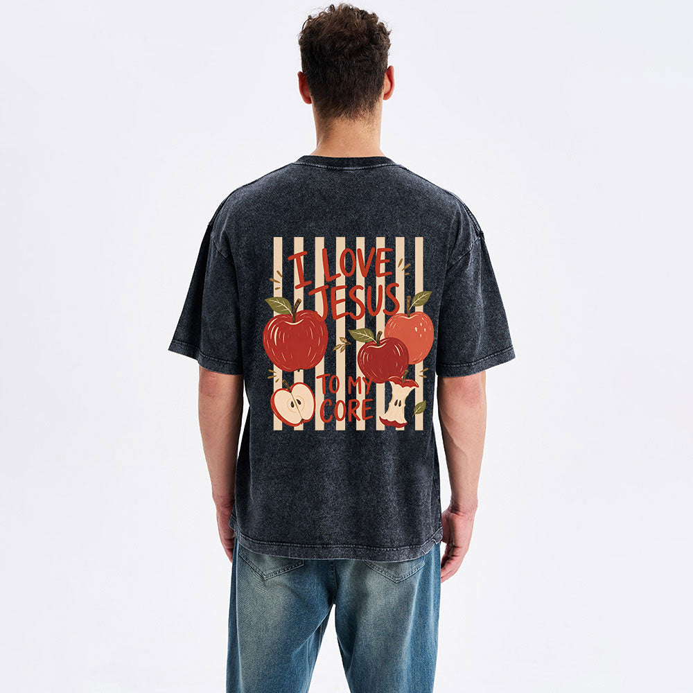 I Love Jesus To My Core Christian Washed T-Shirt