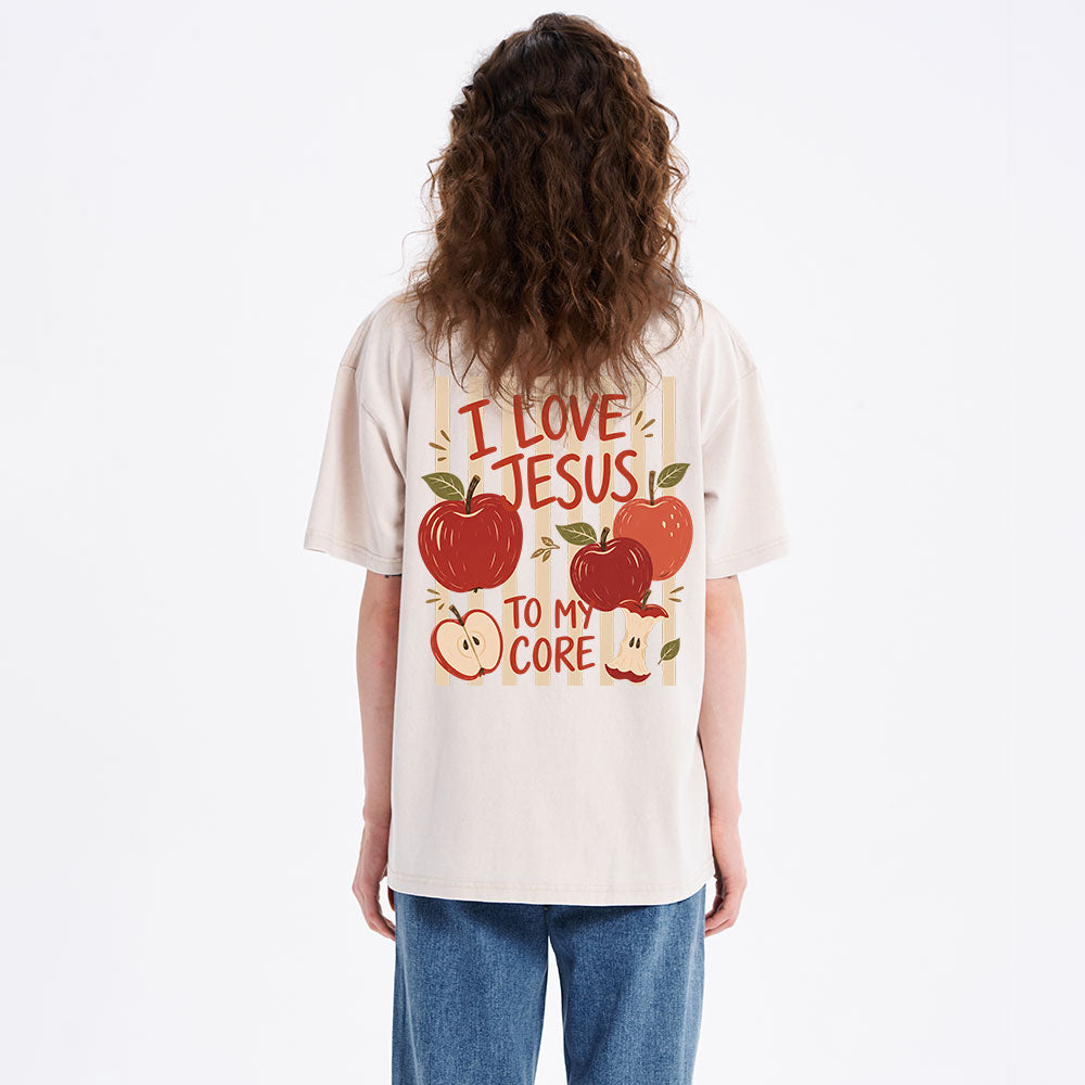 I Love Jesus To My Core Christian Washed T-Shirt
