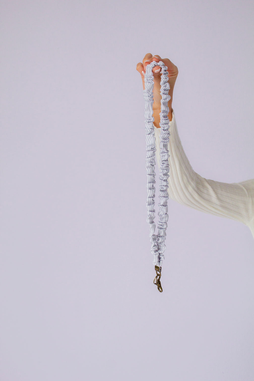 Gray Striped Lanyard