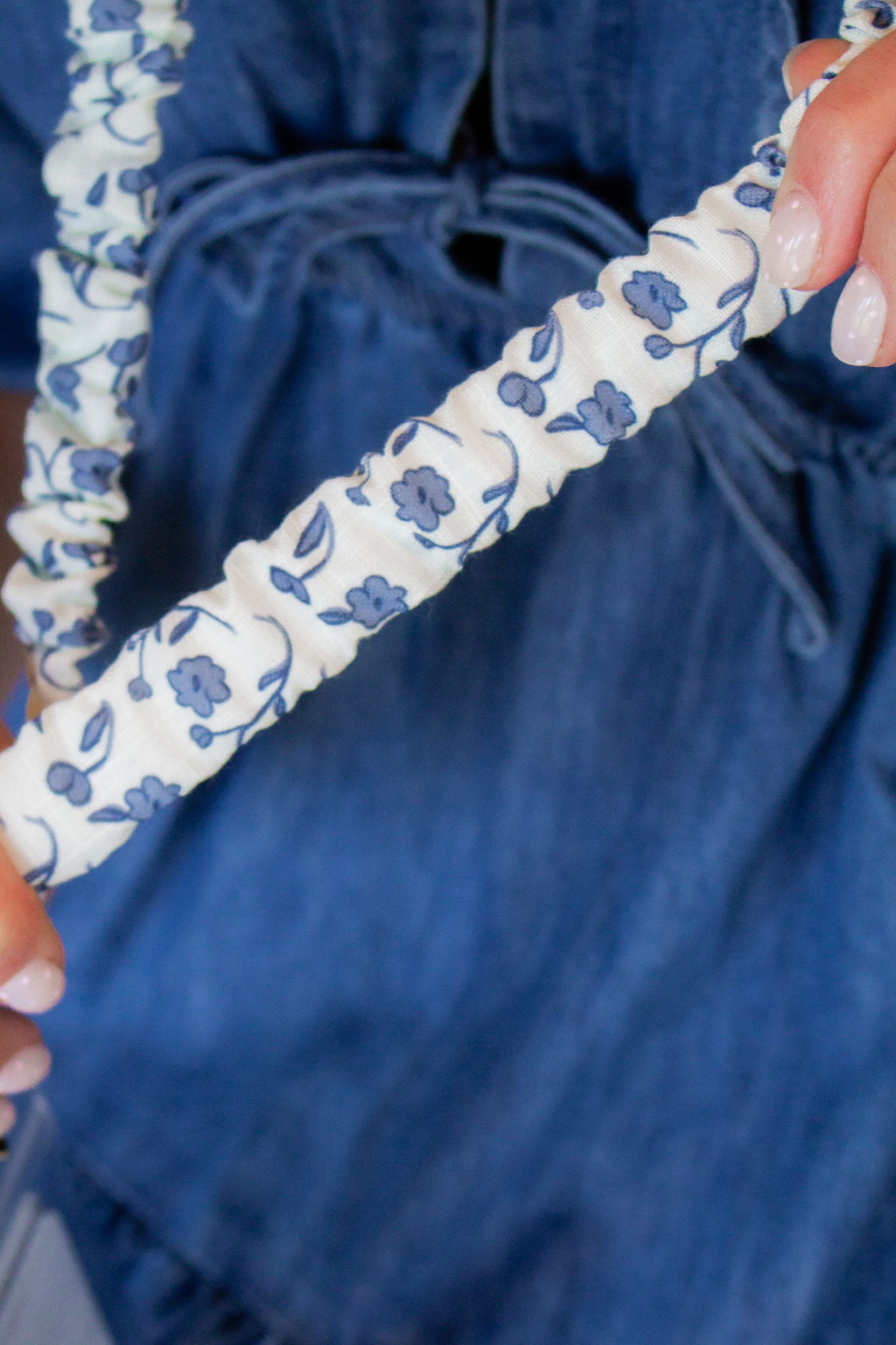 Blue Floral Lanyard