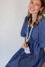 Blue Floral Lanyard