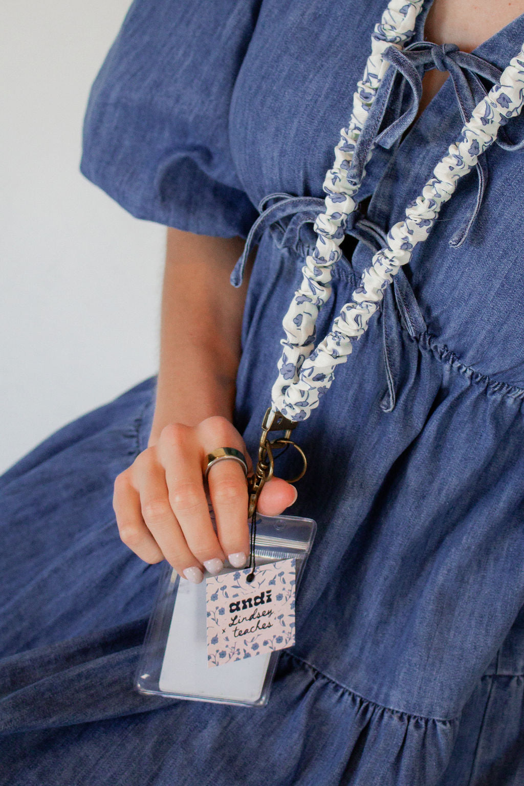 Blue Floral Lanyard