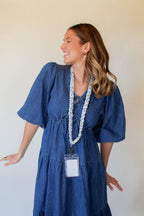 Blue Floral Lanyard