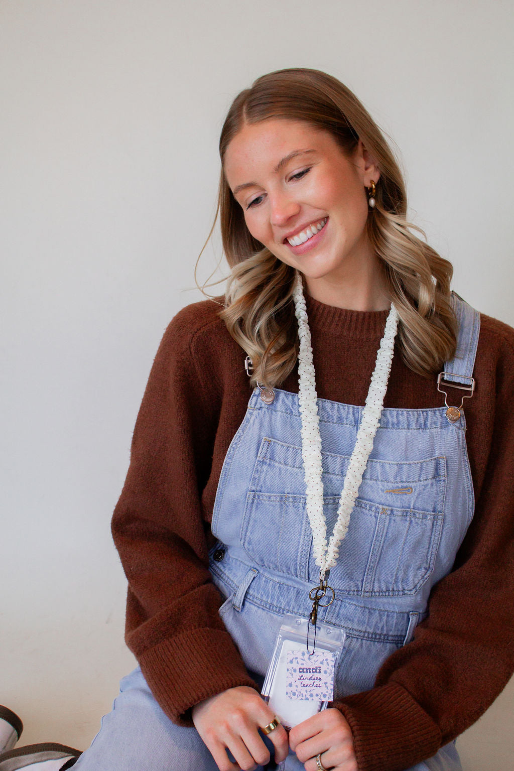 Cream Dottie Lanyard