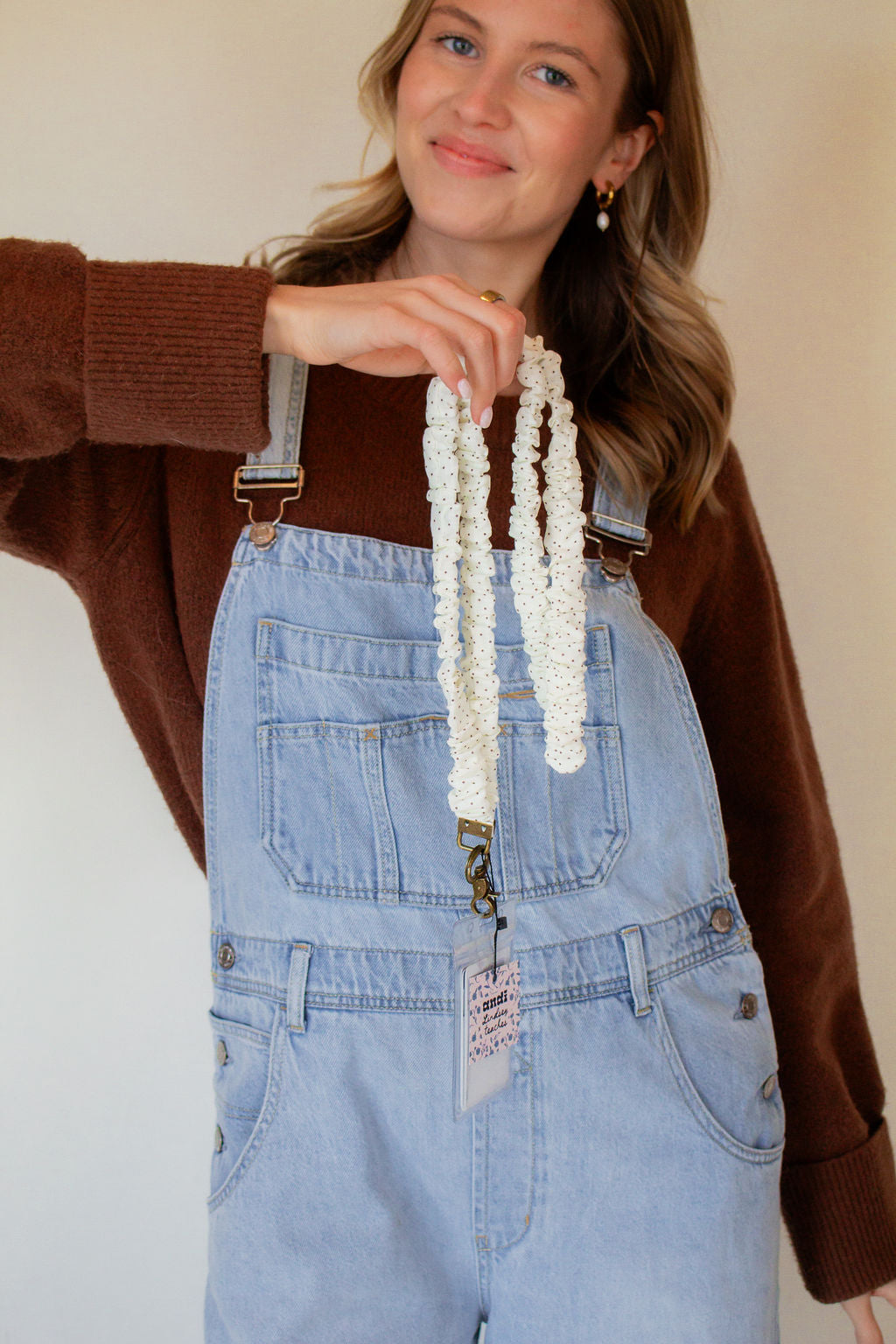 Cream Dottie Lanyard