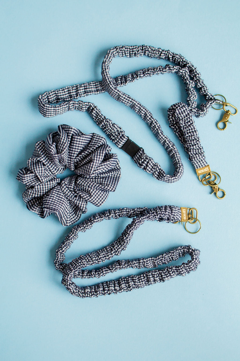 Inky Black Gingham Lanyard