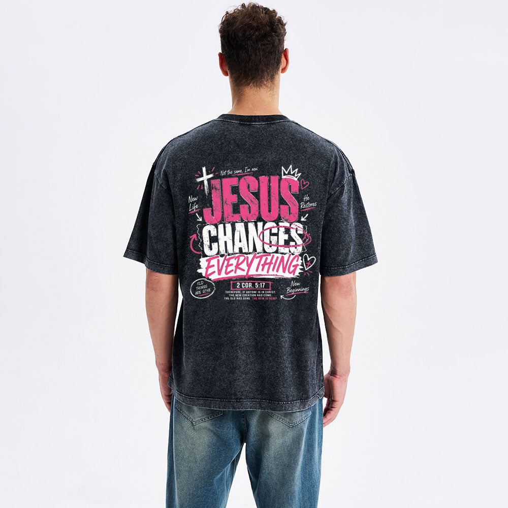Jesus Changes Everything Christian Washed T-Shirt
