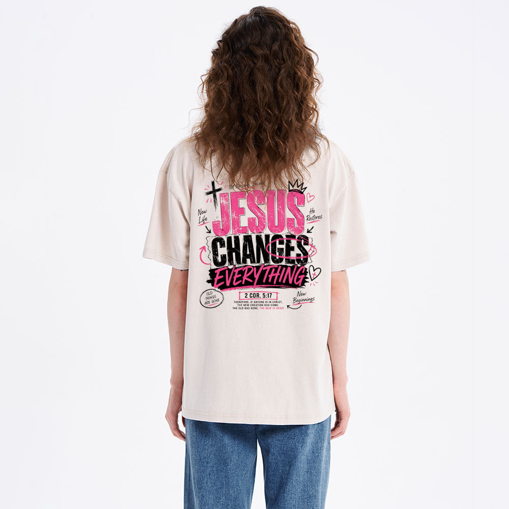 Jesus Changes Everything Christian Washed T-Shirt