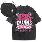 Jesus Changes Everything Christian Washed T-Shirt
