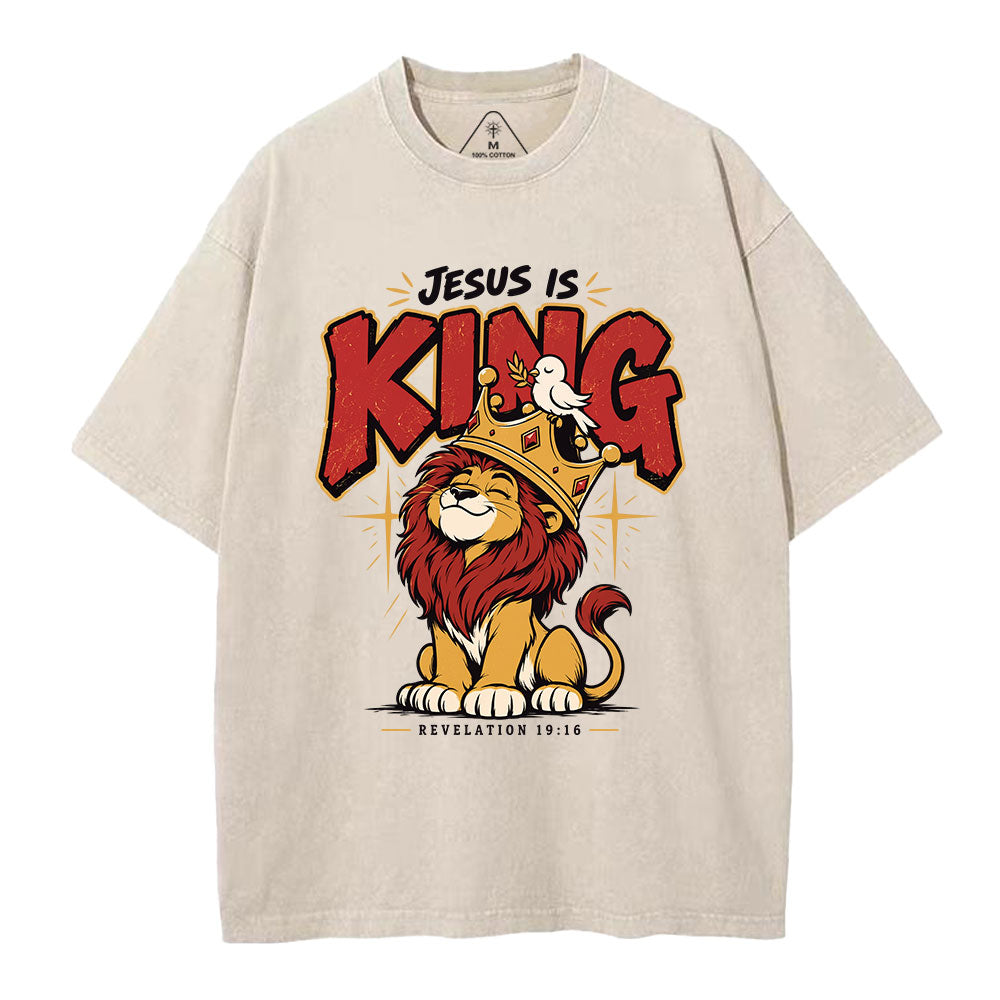 Jesus Is King Christian Washed T-Shirt