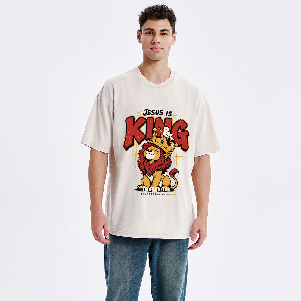 Jesus Is King Christian Washed T-Shirt