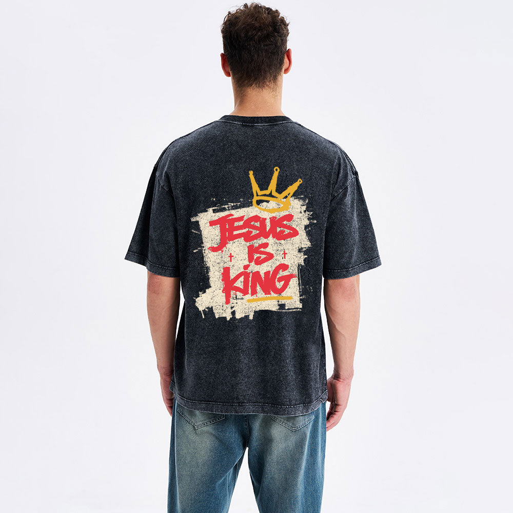 Jesus Is King Christian Washed T-Shirt