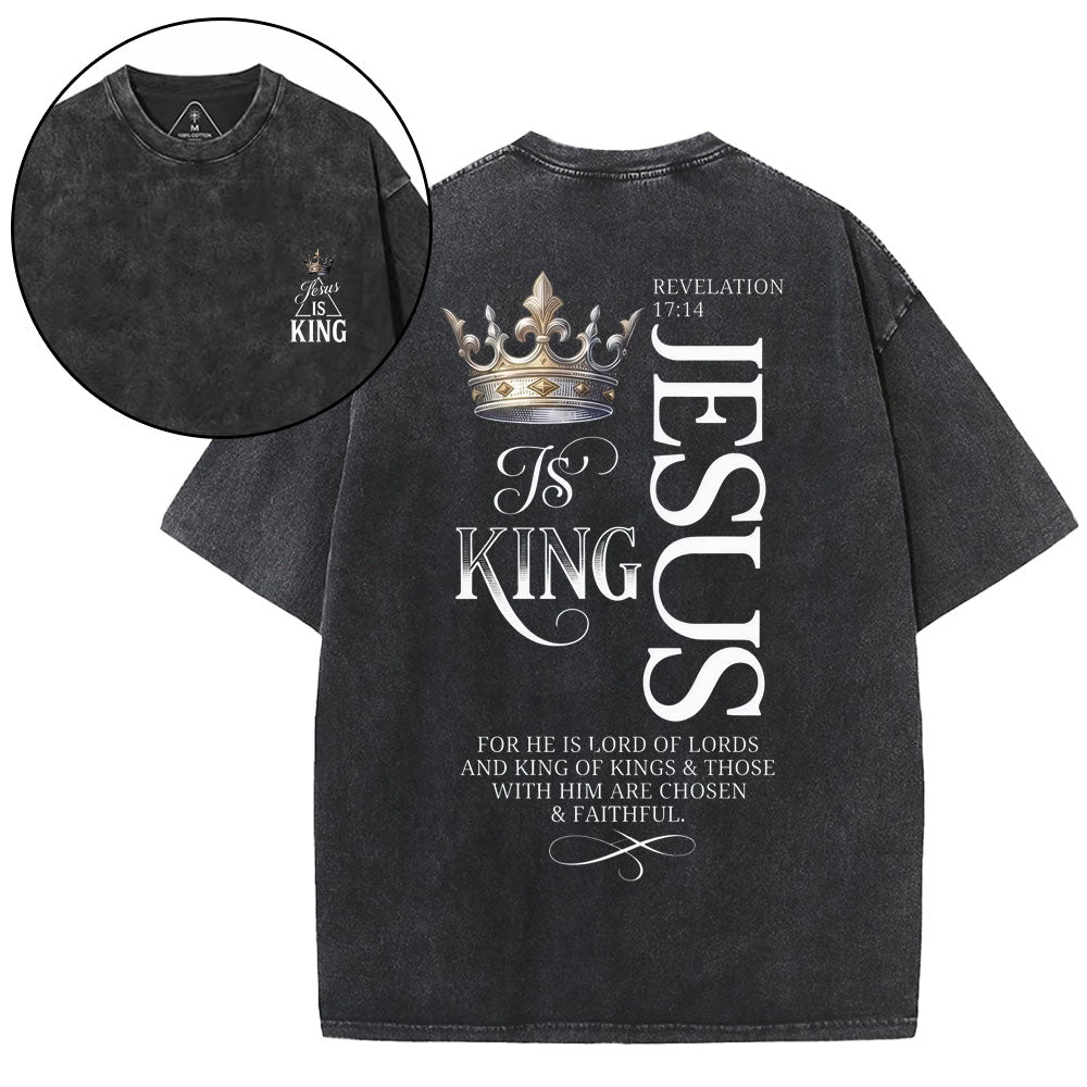 Jesus Is King Christian Washed T-Shirt