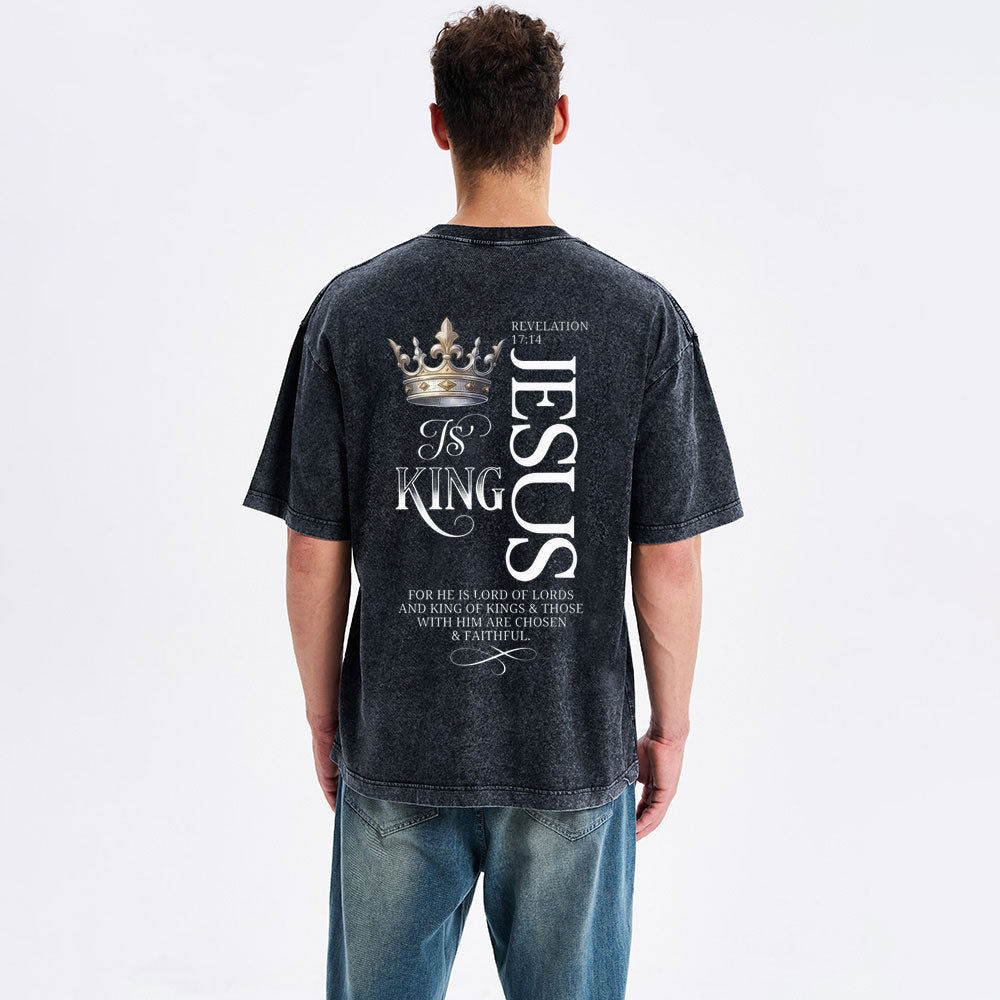 Jesus Is King Christian Washed T-Shirt