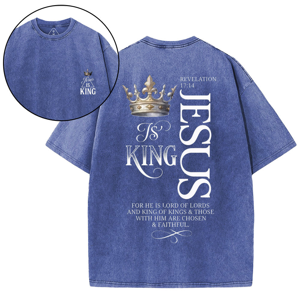 Jesus Is King Christian Washed T-Shirt