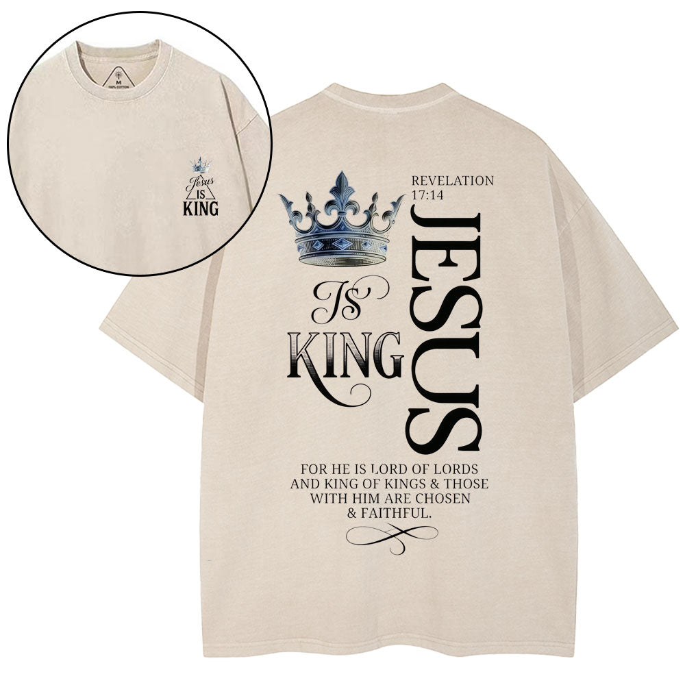 Jesus Is King Christian Washed T-Shirt