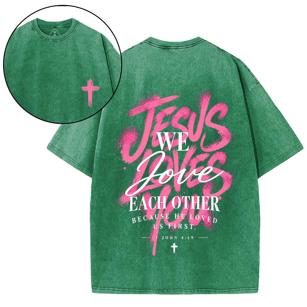 Jesus Loves You Christian Washed T-Shirt