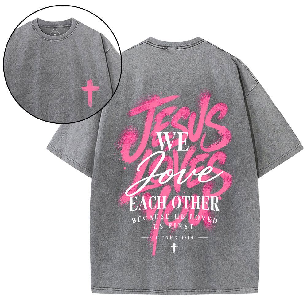 Jesus Loves You Christian Washed T-Shirt